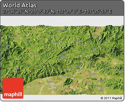 Satellite 3D Map of the Area around 23° 53' 5" N, 113° 7' 30" E
