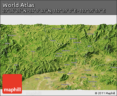 Satellite 3D Map of the Area around 23° 53' 5" N, 113° 7' 30" E