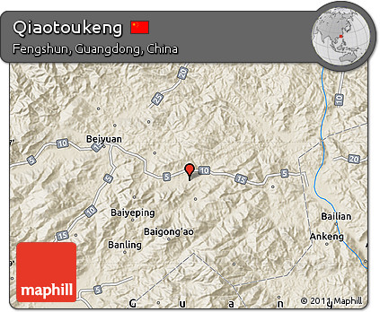 Shaded Relief Map of Qiaotoukeng