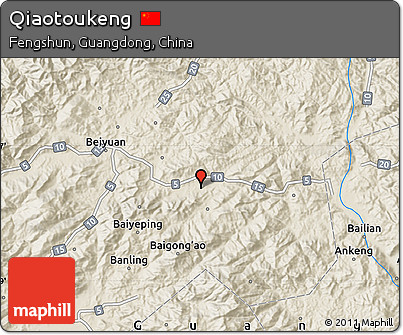 Shaded Relief Map of Qiaotoukeng