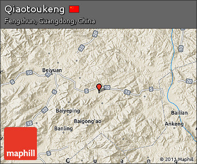 Shaded Relief Map of Qiaotoukeng