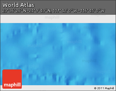 Shaded Relief 3D Map of the Area around 23° 53' 5" N, 117° 13' 29" W