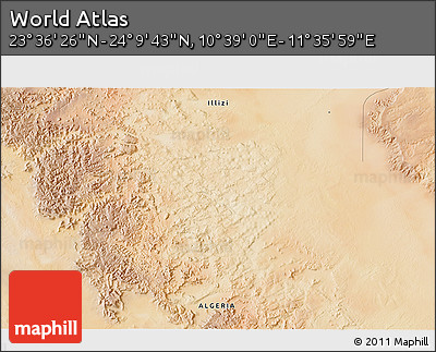 Satellite 3D Map of the Area around 23° 53' 5" N, 11° 7' 30" E