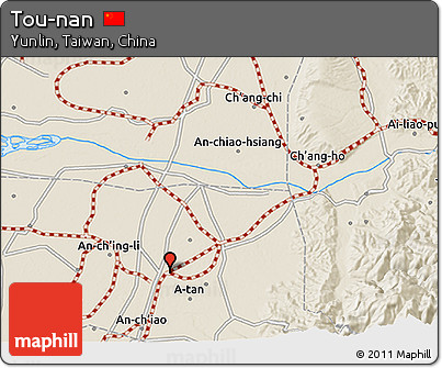 Shaded Relief 3D Map of Tou-nan