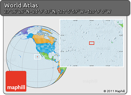 Political Location Map of the Area around 23° 53' 5" N, 120° 37' 30" W