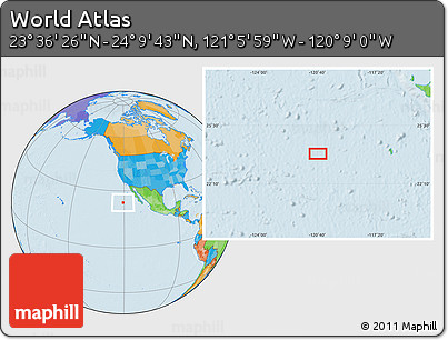 Political Location Map of the Area around 23° 53' 5" N, 120° 37' 30" W