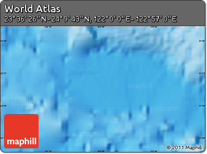 Shaded Relief Map of the Area around 23° 53' 5" N, 122° 28' 29" E