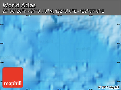 Shaded Relief Map of the Area around 23° 53' 5" N, 122° 28' 29" E