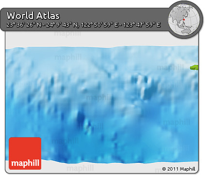 Physical 3D Map of the Area around 23° 53' 5" N, 123° 19' 29" E
