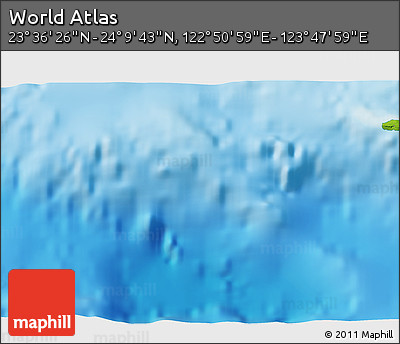 Physical 3D Map of the Area around 23° 53' 5" N, 123° 19' 29" E