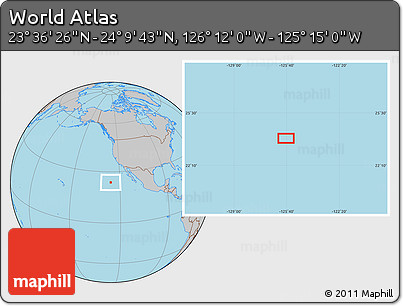 Gray Location Map of the Area around 23° 53' 5" N, 125° 43' 29" W
