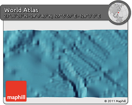 Satellite 3D Map of the Area around 23° 53' 5" N, 127° 34' 30" E