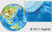 Physical Location Map of the area around 23° 53' 5" N, 127° 34' 30" E
