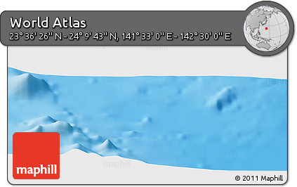 Physical Panoramic Map of the Area around 23° 53' 5" N, 142° 1' 30" E