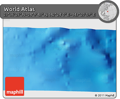 Physical 3D Map of the Area around 23° 53' 5" N, 142° 52' 30" E