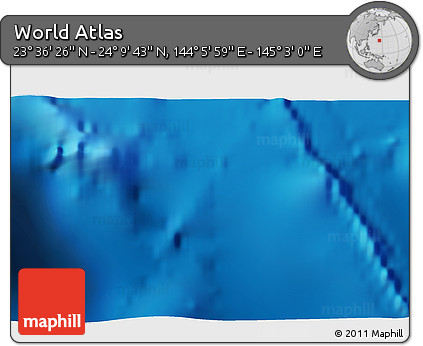 Physical 3D Map of the Area around 23° 53' 5" N, 144° 34' 29" E