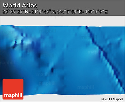 Physical 3D Map of the Area around 23° 53' 5" N, 144° 34' 29" E