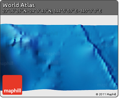 Physical 3D Map of the Area around 23° 53' 5" N, 144° 34' 29" E