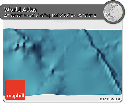 Satellite 3D Map of the Area around 23° 53' 5" N, 144° 34' 29" E
