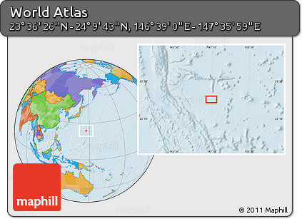 Political Location Map of the Area around 23° 53' 5" N, 147° 7' 30" E