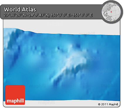 Physical 3D Map of the Area around 23° 53' 5" N, 150° 31' 30" E