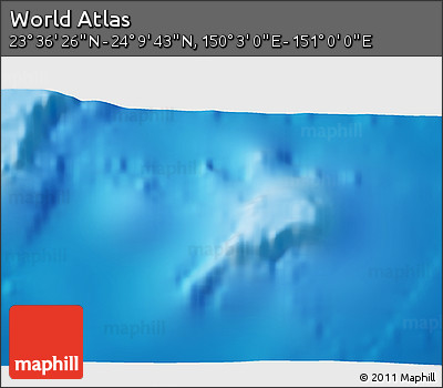 Physical 3D Map of the Area around 23° 53' 5" N, 150° 31' 30" E