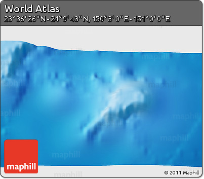 Physical 3D Map of the Area around 23° 53' 5" N, 150° 31' 30" E