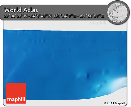 Physical 3D Map of the Area around 23° 53' 5" N, 151° 22' 30" E