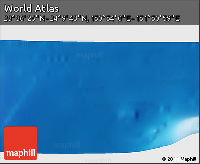 Physical 3D Map of the Area around 23° 53' 5" N, 151° 22' 30" E