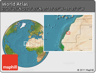 Satellite Location Map of the Area around 23° 53' 5" N, 15° 13' 29" W