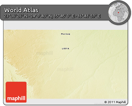 Physical 3D Map of the Area around 23° 53' 5" N, 16° 13' 30" E