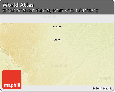 Physical 3D Map of the Area around 23° 53' 5" N, 16° 13' 30" E