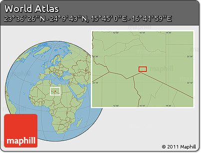 Savanna Style Location Map of the Area around 23° 53' 5" N, 16° 13' 30" E