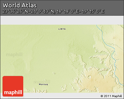 Physical 3D Map of the Area around 23° 53' 5" N, 18° 46' 29" E