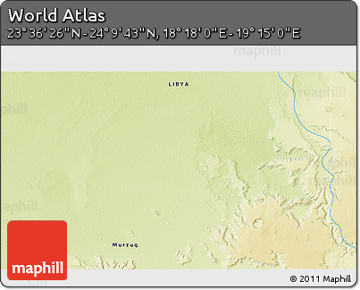 Physical 3D Map of the Area around 23° 53' 5" N, 18° 46' 29" E
