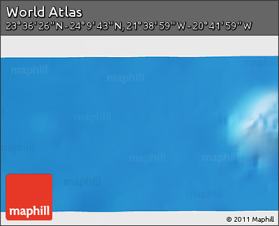 Shaded Relief 3D Map of the Area around 23° 53' 5" N, 21° 10' 29" W