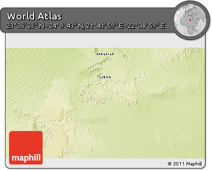Physical 3D Map of the Area around 23° 53' 5" N, 22° 10' 29" E