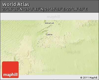 Physical 3D Map of the Area around 23° 53' 5" N, 22° 10' 29" E