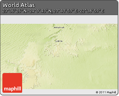 Physical 3D Map of the Area around 23° 53' 5" N, 22° 10' 29" E