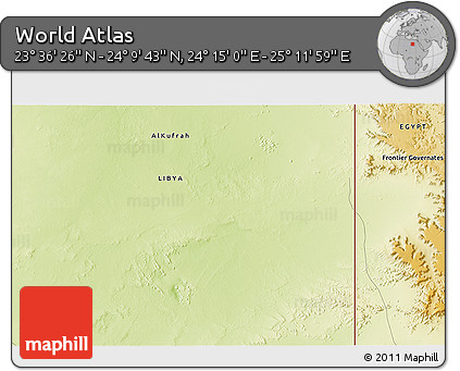 Physical 3D Map of the Area around 23° 53' 5" N, 24° 43' 30" E