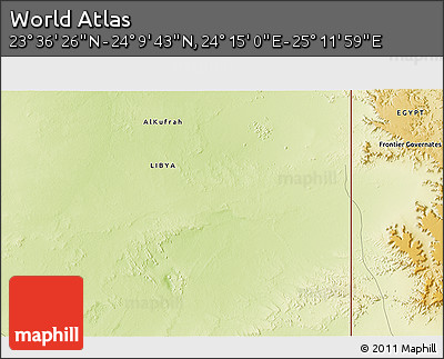 Physical 3D Map of the Area around 23° 53' 5" N, 24° 43' 30" E