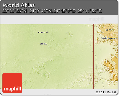Physical 3D Map of the Area around 23° 53' 5" N, 24° 43' 30" E