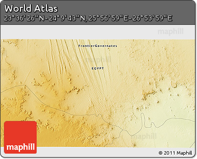 Physical 3D Map of the Area around 23° 53' 5" N, 26° 25' 29" E