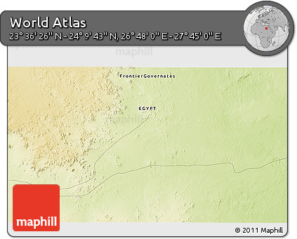 Physical 3D Map of the Area around 23° 53' 5" N, 27° 16' 29" E