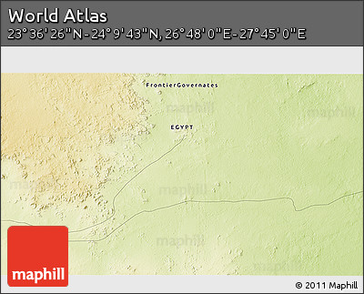 Physical 3D Map of the Area around 23° 53' 5" N, 27° 16' 29" E