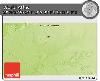 Physical 3D Map of the Area around 23° 53' 5" N, 31° 31' 29" E