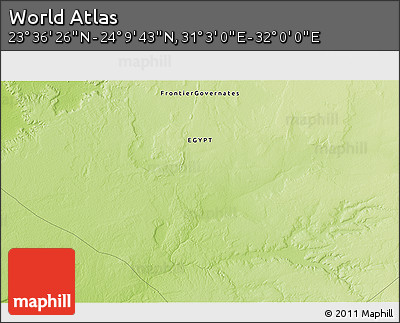 Physical 3D Map of the Area around 23° 53' 5" N, 31° 31' 29" E