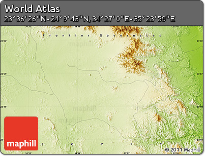 Physical Map of the Area around 23° 53' 5" N, 34° 55' 29" E