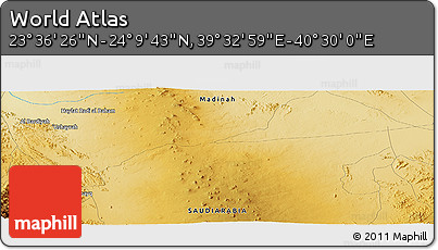 Physical Panoramic Map of the Area around 23° 53' 5" N, 40° 1' 29" E