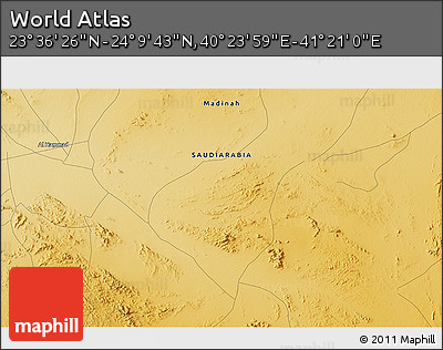 Physical 3D Map of the Area around 23° 53' 5" N, 40° 52' 30" E